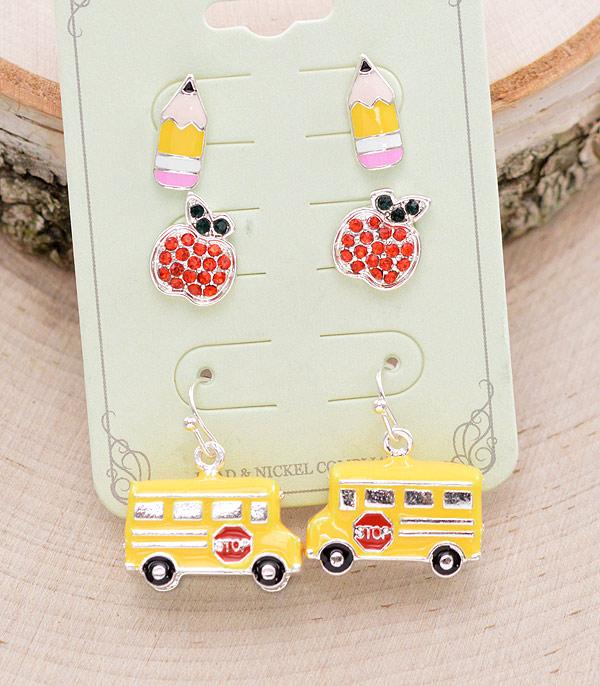 EARRINGS :: POST EARRINGS :: Wholesale Teacher Themed Earrings Set