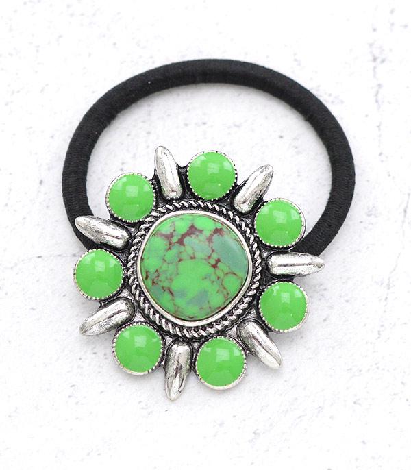 HATS I HAIR ACC :: HAIR ACCESSORIES :: Wholesale Western Semi Stone Ponytail Hair Tie