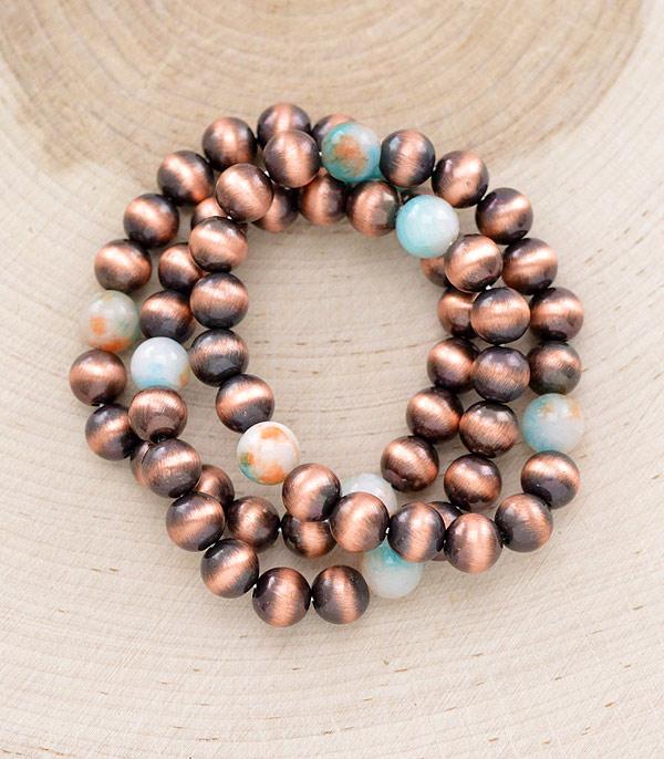 BRACELETS :: STRETCH-BEAD :: Wholesale Stone Mix Navajo Pearl Bracelet Set