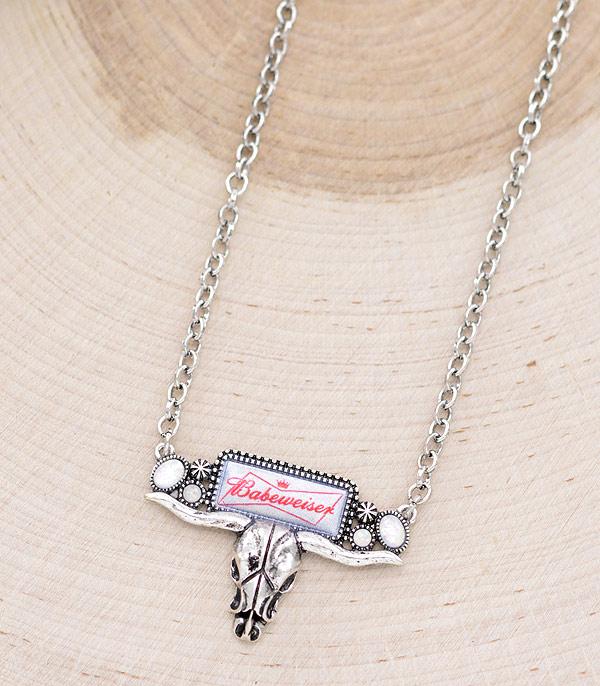 NECKLACES :: CHAIN WITH PENDANT :: Wholesale Western Steer Head Babeweiser Necklace