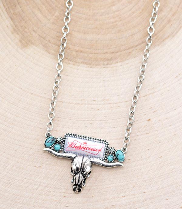 New Arrival :: Wholesale Western Steer Head Babeweiser Necklace