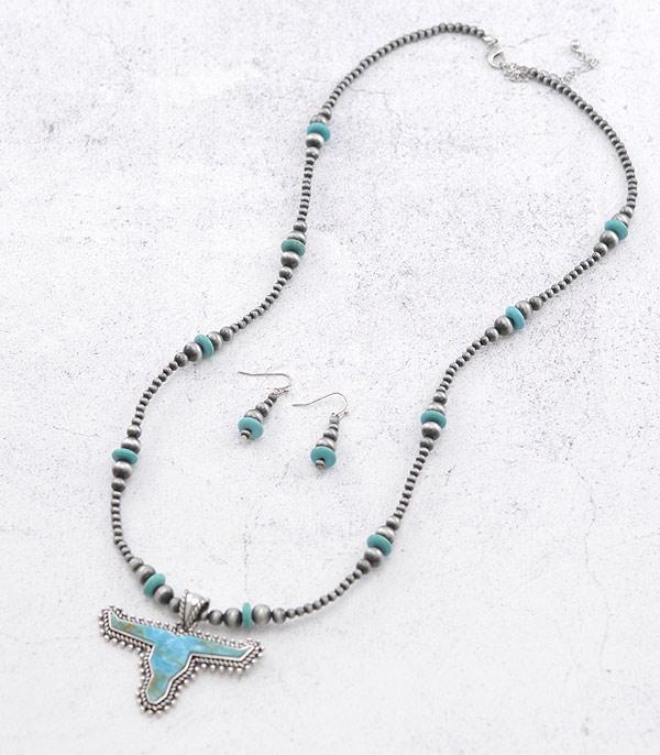 NECKLACES :: WESTERN LONG NECKLACES :: Wholesale Steer Head Navajo Pearl Necklace