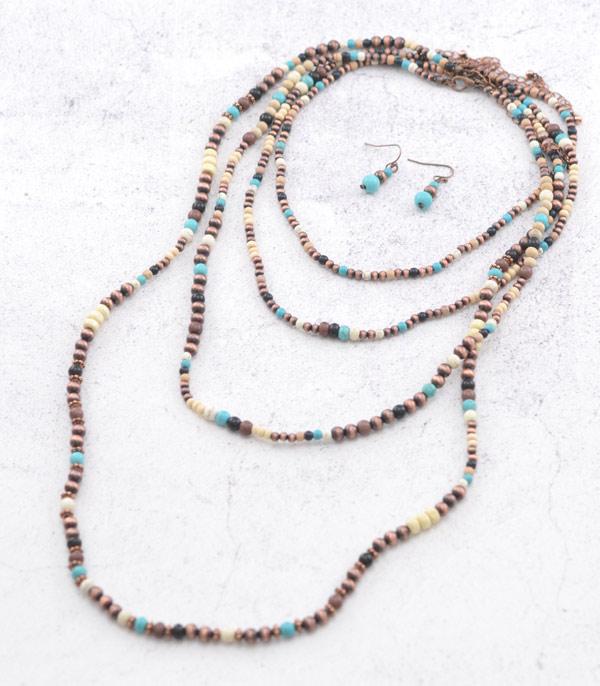 NECKLACES :: WESTERN LONG NECKLACES :: Wholesale 4PC Set Navajo Pearl Necklace Set