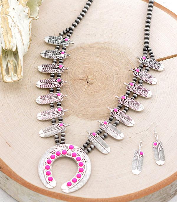 <font color=#FF6EC7>PINK COWGIRL</font> :: Wholesale Squash Blossom Necklace Set