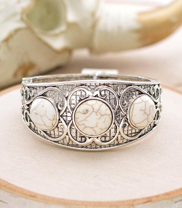 BRACELETS :: CUFF I BANGLE :: Wholesale Western Semi Stone Chunky Bracelet