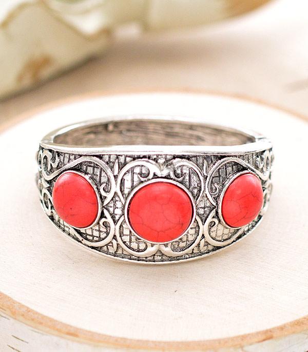 BRACELETS :: CUFF I BANGLE :: Wholesale Coral Semi Stone Chunky Bracelet