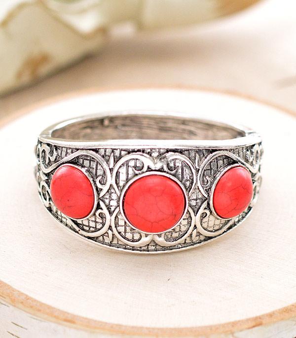 BRACELETS :: BANGLE :: Wholesale Coral Semi Stone Chunky Bracelet