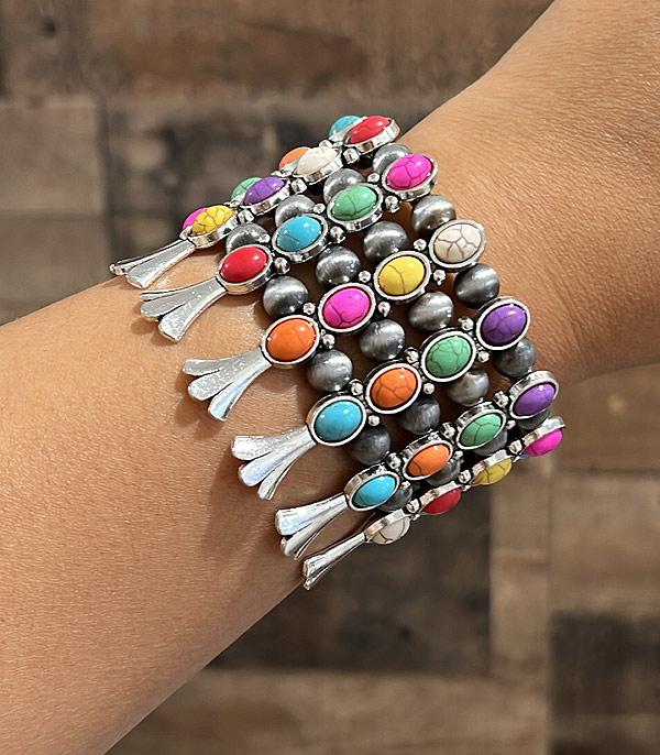 BRACELETS :: STRETCH :: Wholesale Western Squash Blossom Bracelet