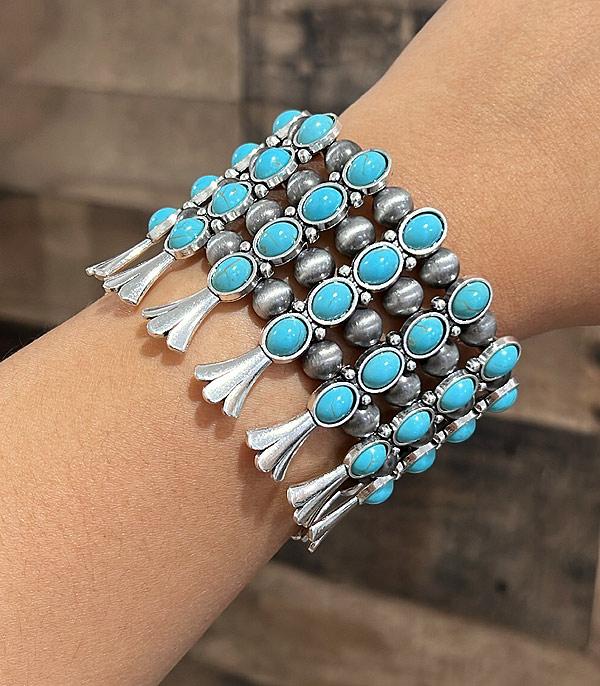 New Arrival :: Wholesale Turquoise Squash Blossom Bracelet