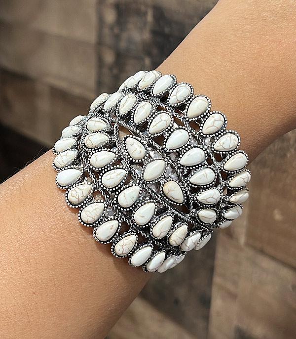 BRACELETS :: CUFF I BANGLE :: Wholesale Western Semi Stone Chunky Bracelet