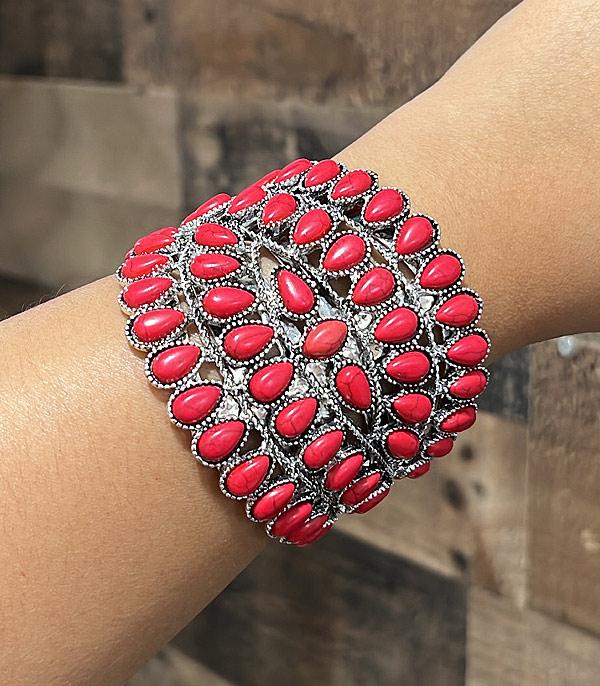 BRACELETS :: CUFF I BANGLE :: Wholesale Western Semi Stone Chunky Bracelet
