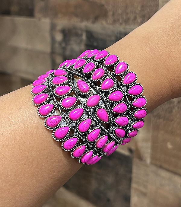 New Arrival :: Wholesale Western Pink Semi Stone Chunky Bracelet