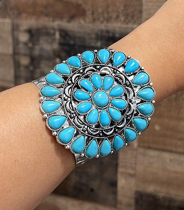 BRACELETS :: CUFF :: Wholesale Western Turquoise Concho Cuff Bracelet