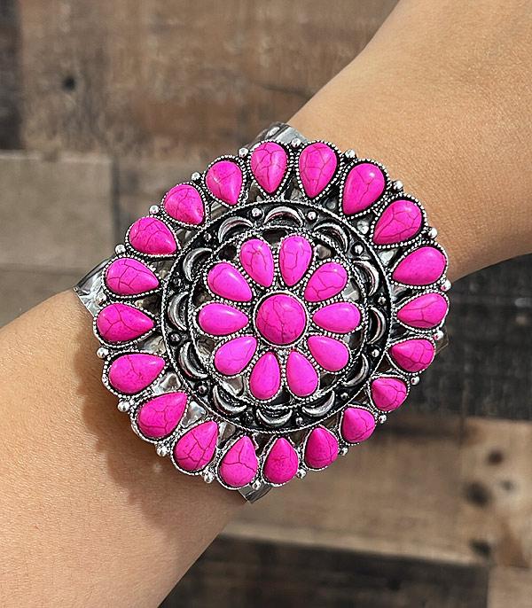 New Arrival :: Wholesale Western Pink Stone Concho Bracelet