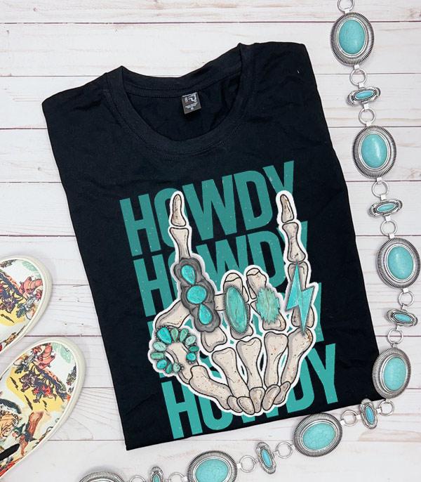 GRAPHIC TEES :: GRAPHIC TEES :: Wholesale Western Turquoise Howdy Graphic Tshirt