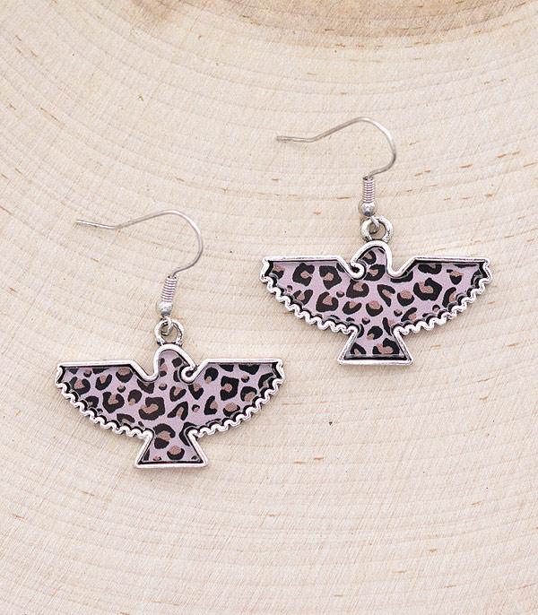 EARRINGS :: WESTERN HOOK EARRINGS :: Wholesale Leopard Print Thunderbird Earrings