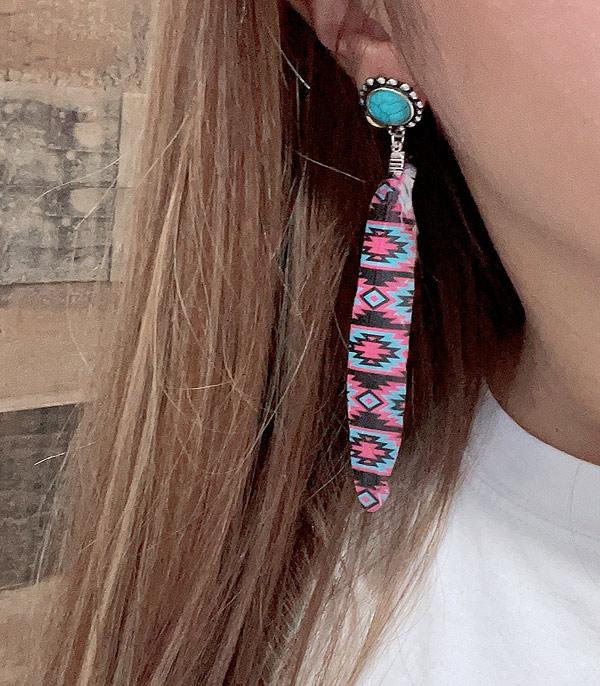 EARRINGS :: WESTERN POST EARRINGS :: Wholesale Western Aztec Feather Earrings
