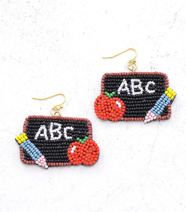 EARRINGS :: HOOP EARRINGS :: Wholesale Teacher Theme Beaded Earrings