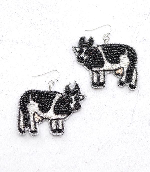 EARRINGS :: TRENDY EARRINGS :: Wholesale Beaded Cow Earrings