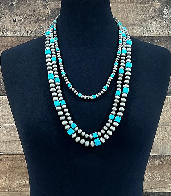 New Arrival :: Wholesale Navajo Pearl Stone Layered Necklace