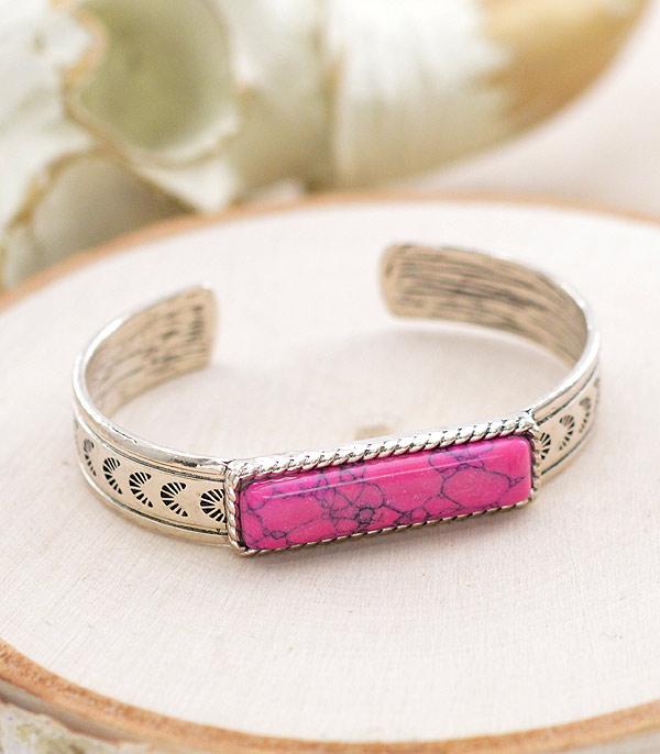 New Arrival :: Wholesale Western Pink Stone Cuff Bracelet