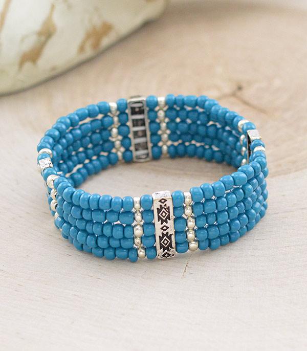 BRACELETS :: STRETCH-BEAD :: Wholesale Seed Bead Aztec Bracelet