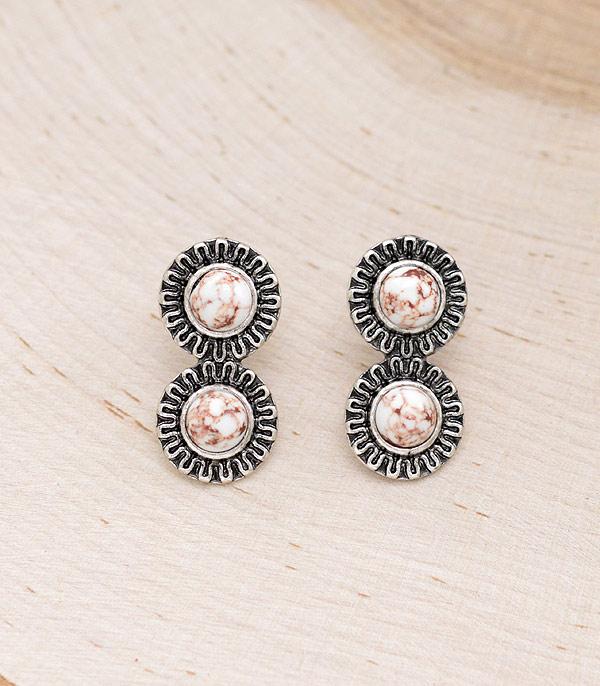 EARRINGS :: WESTERN POST EARRINGS :: Wholesale Western Double Stone Post Earrings