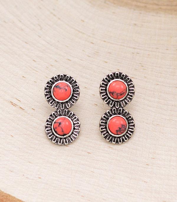 EARRINGS :: WESTERN POST EARRINGS :: Wholesale Western Double Stone Post Earrings