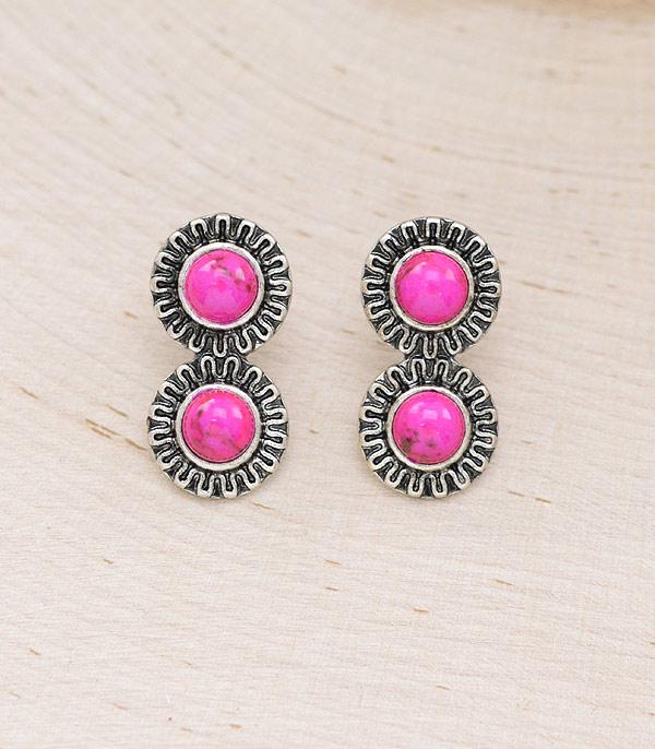 EARRINGS :: WESTERN POST EARRINGS :: Wholesale Western Double Stone Post Earrings