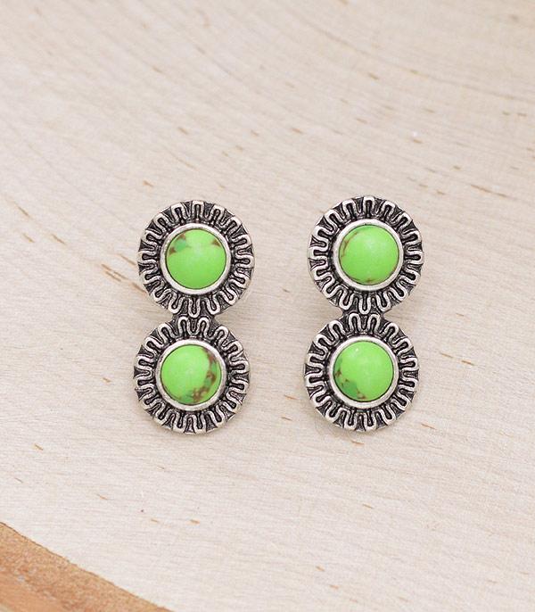 EARRINGS :: WESTERN POST EARRINGS :: Wholesale Western Double Stone Post Earrings