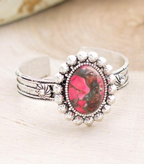 BRACELETS :: CUFF I BANGLE :: Wholesale Western Semi Stone Cuff Bracelet