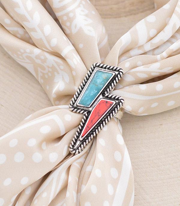 KIMONO I SCARVES :: SCARF / SCARF RING :: Wholesale Western Lightning Bolt Scarf Ring