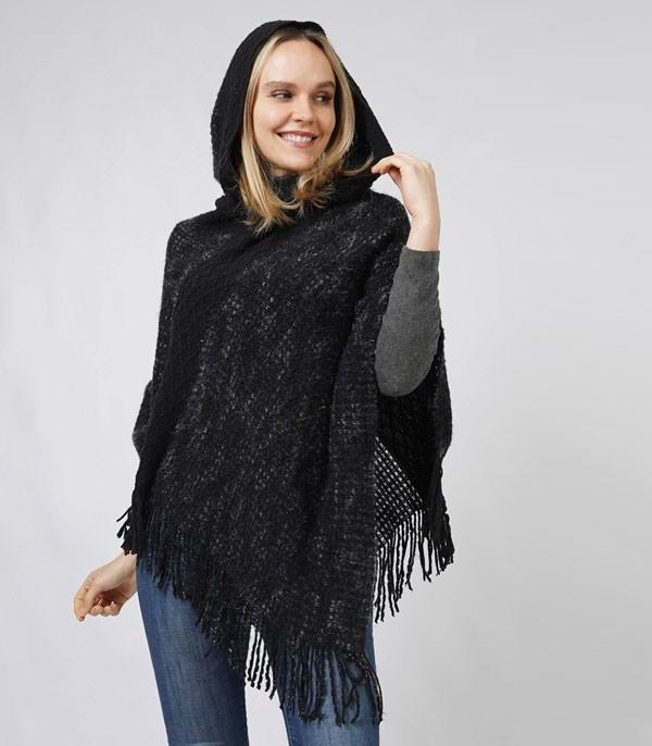 New Arrival :: Wholesale Knit Hooded Poncho