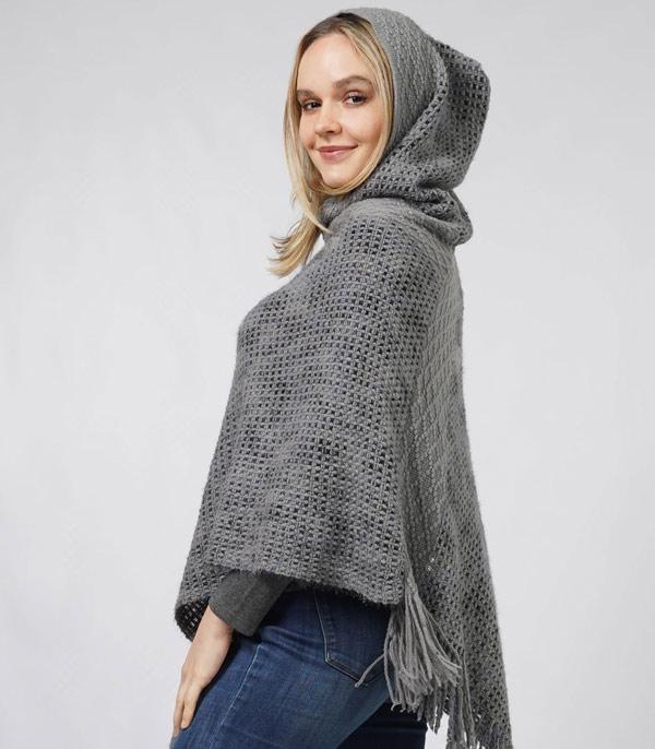 New Arrival :: Wholesale Knit Hooded Poncho