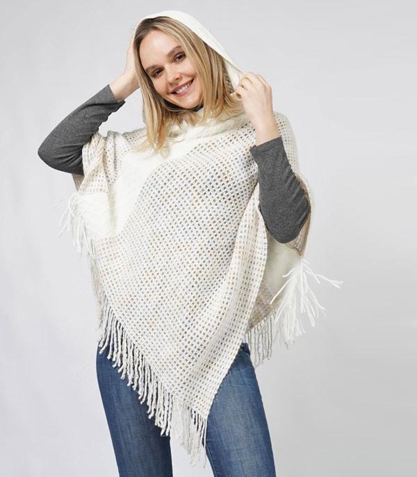 KIMONO I SCARVES :: KIMONO / PONCHO :: Wholesale Knit Hooded Poncho