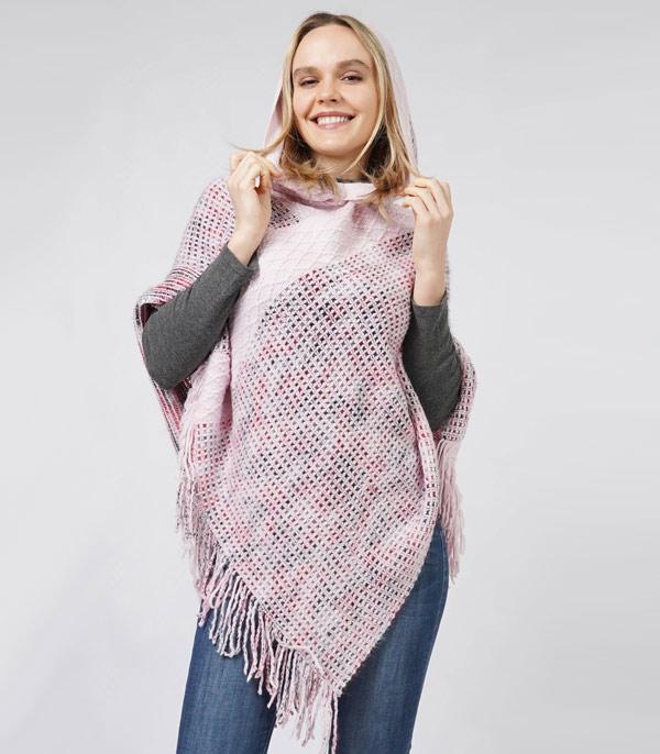 KIMONO I SCARVES :: KIMONO / PONCHO :: Wholesale Knit Hooded Poncho