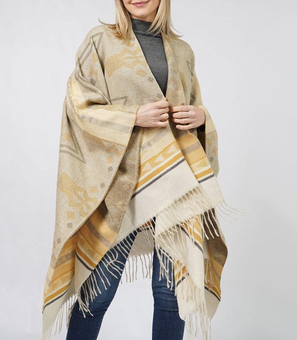 KIMONO I SCARVES :: KIMONO / PONCHO :: Wholesale Western Aztec Pattern Cape