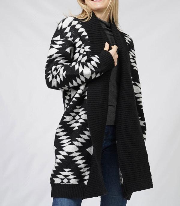 New Arrival :: Wholesale Western Aztec Pattern Knit Cardigan