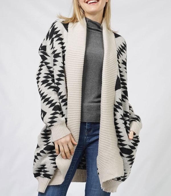 New Arrival :: Wholesale Western Aztec Pattern Knit Cardigan