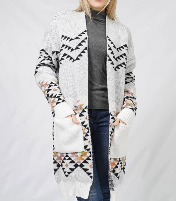 New Arrival :: Wholesale Western Aztec Pattern Knit Cardigan