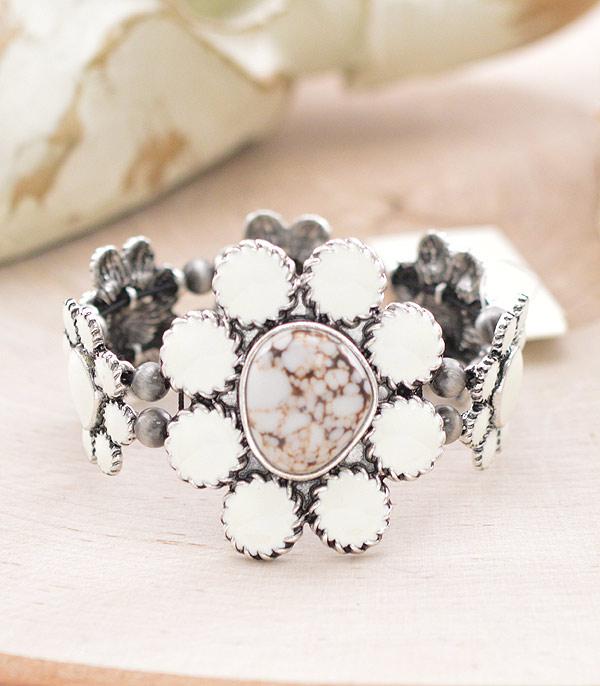 BRACELETS :: STRETCH :: Wholesale Western Semi Stone Chunky Bracelet