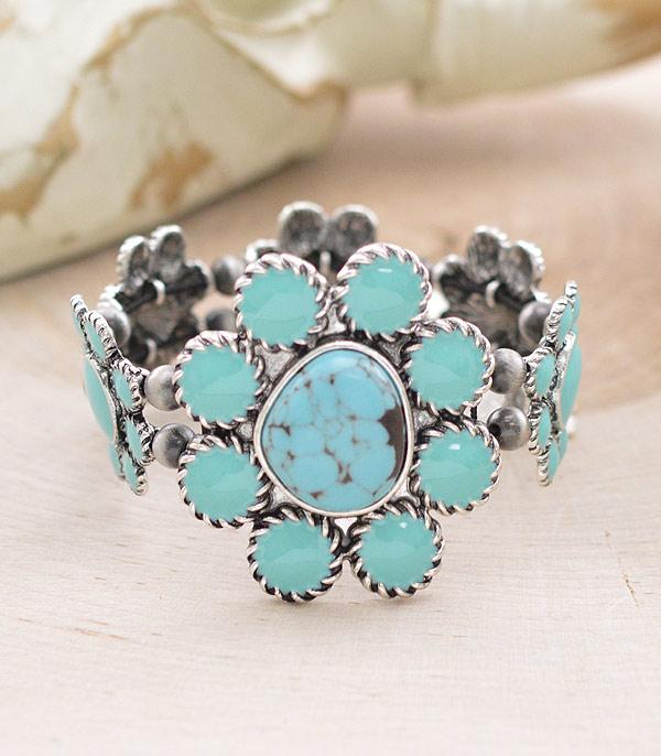 BRACELETS :: STRETCH :: Wholesale Western Turquoise Chunky Bracelet