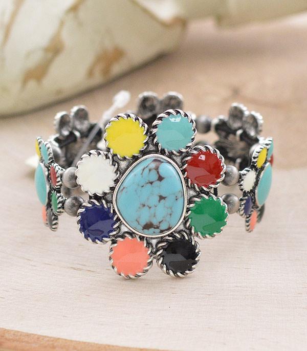 BRACELETS :: STRETCH :: Wholesale Western Semi Stone Chunky Bracelet