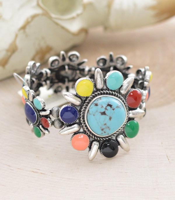 BRACELETS :: STRETCH :: Wholesale Western Multicolor Stone Bracelet