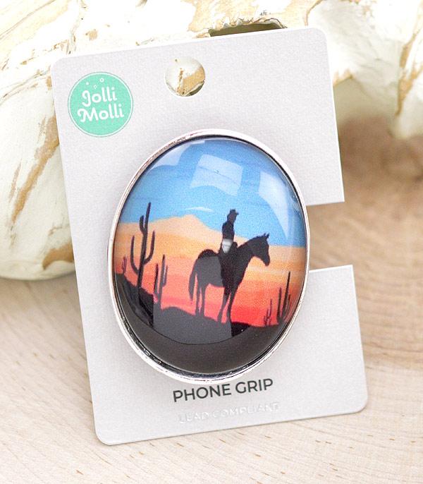 New Arrival :: Wholesale Western Cowboy Landscape Phone Grip