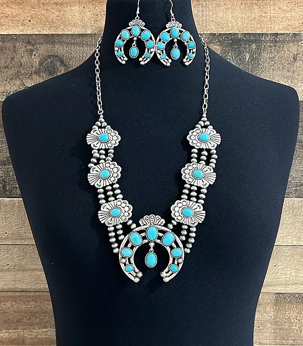 NECKLACES :: WESTERN SQUASH BLOSSOM NECKLACES :: Wholesale Western Turquoise Squash Blossom Necklac