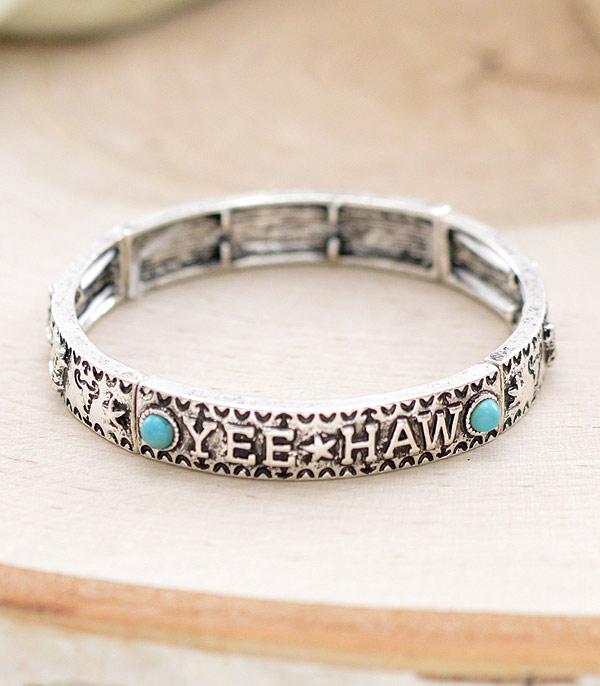 New Arrival :: Wholesale Western Turquoise Yeehaw Bracelet