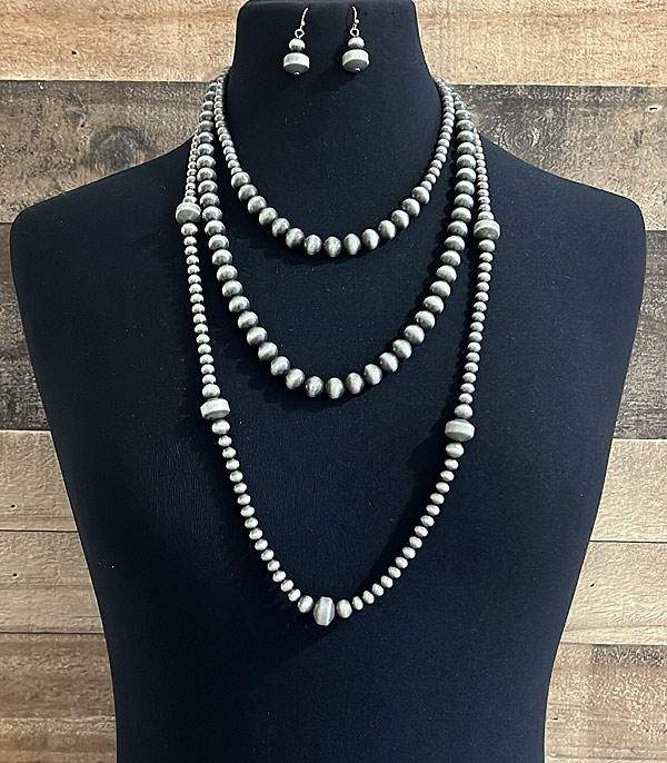 NECKLACES :: WESTERN LONG NECKLACES :: Wholesale Western Navajo Pearl Layered Necklace