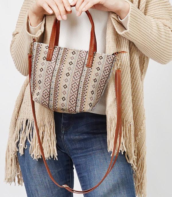 HANDBAGS :: CROSSBODY I CLUTCH BAGS :: Wholesale Boho Print Small Tote Crossbody Bag
