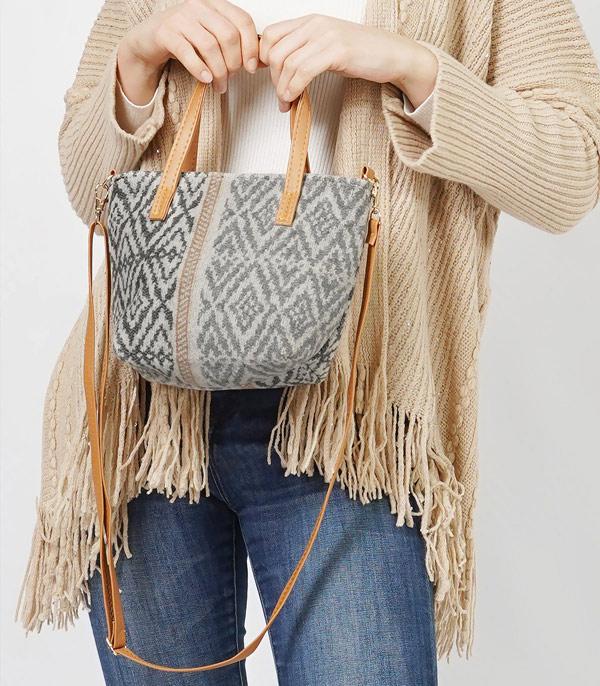 HANDBAGS :: CROSSBODY I CLUTCH BAGS :: Wholesale Boho Print Small Tote Crossbody Bag